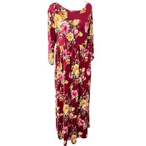 Women's Bee Uniq Burgundy Floral Maxi Dress XL